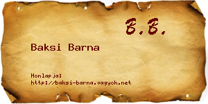 Baksi Barna névjegykártya